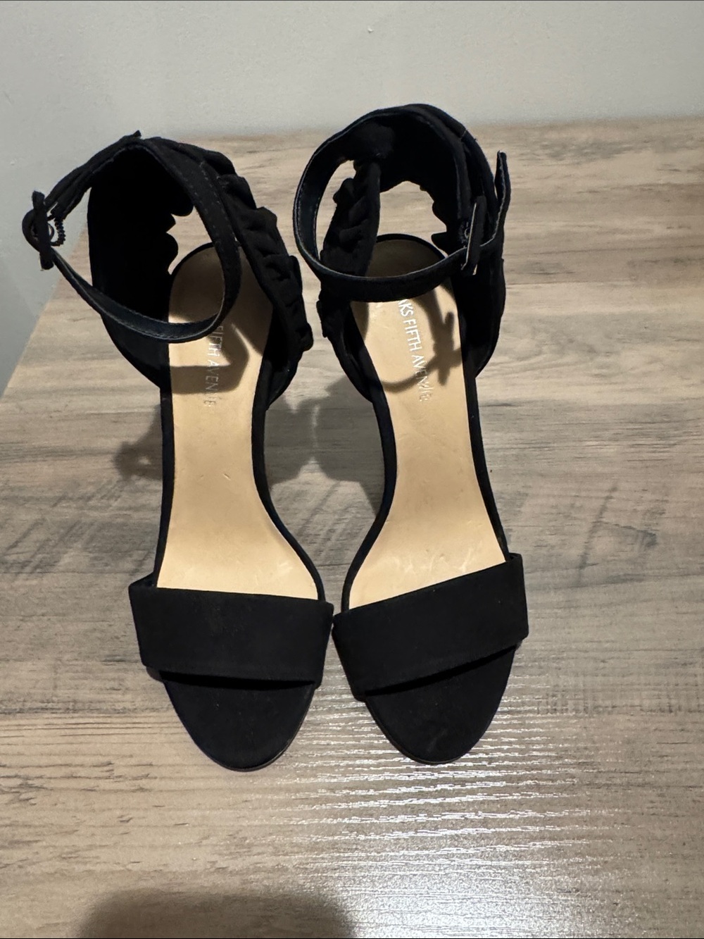 Saks Fifth Avenue  Black Ankle-Strap Heeled Sandals